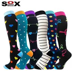 Bulk Wholesale 20-30mmhg Women Sport Medical Medias Girl Knee High Sox Nurse Long Compression Socks