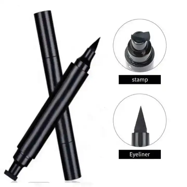 Custom Color Cool Black Liquid Waterproof Double-headed Seal Stamp Eyeliner Pen Liquid Eyeliner Pen