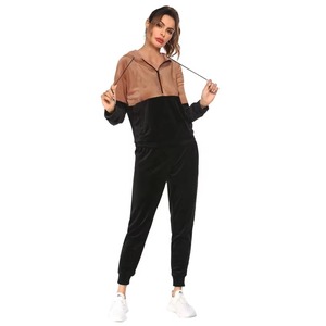 Ensemble de survêtement sportif rouge pour femmes, 2 pièces, tricoté, col montant, respirant, toutes saisons, coupe régulière - Product Image 4