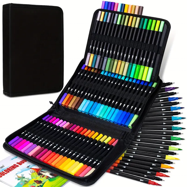 Wholesale Fine Liner Brush Tip Double Paint Marker Dual Tip Brush Pens Art Markers