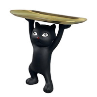 Organisateur de clés créatif en forme de chat de dessin animé à double plateau, ornement de bureau décoratif, plateau cadeau élégant et accrocheur