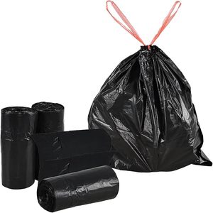 ถุงขยะแบบมีเชือกผูก, ถุงขยะสีดำขนาดเล็กแบบมีเชือกผูกปิด, ถุงขยะแบบหนาทนทานต่อการฉีกขาด - Product Image 1