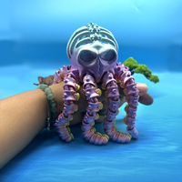 Produit phare transfrontalier : Jouet de décompression articulé en plastique imprimé en 3D, modèle Pieuvre, Os d'alien, Main mécanique, avec fonction bulle, et ornements