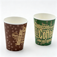 Gobelet à café en papier kraft compostable à paroi simple, personnalisable avec logo et motif sur mesure, jetable pour les restaurants de café chaud