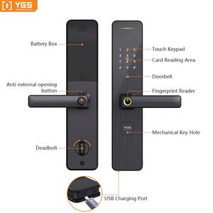 Serrure de porte extérieure intelligente électronique YGS pour la maison, avec empreinte digitale, code et carte RFID - Product Image 3