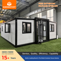Maison conteneur préfabriquée extensible de luxe moderne de 20 pieds et 40 pieds, étanche, avec cuisine, chambre et salle de bain, résistante aux tremblements de terre et aux ouragans