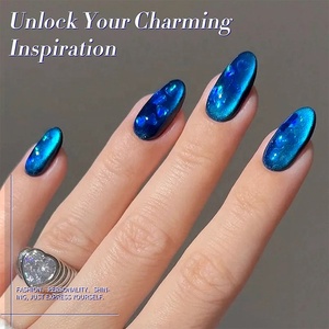 BORN PRETTY Faible MOQ <span class=keywords><strong>Vernis</strong></span> gel magnétique effet œil de chat bleu cristal, bleu profond, pailleté et scintillant pour nail art - Product Image 3