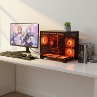 PCOOLING Nouvelle Version Atx Tower Verre Trempé Gaming Computer Case Cabinet Computer Case Desktop Computer Gaming Pc Case
