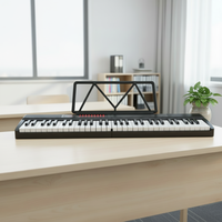 Portable Foldable 61-Key Digital Piano Keyboard with Rechargeable Battery Lightweight Design 127 Rhythms & 128 Tones