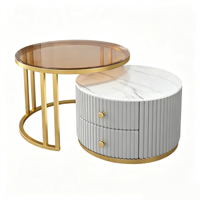 Ensemble de tables basses en pierre de luxe moderne, table d'appoint simple pour salon, table à thé pour la maison