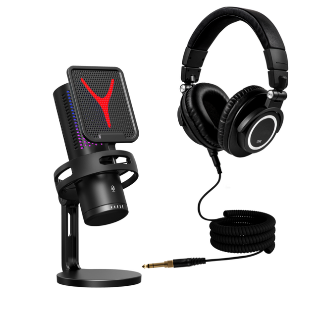 Over-Ear Wired Headphones with Microphone Plastic & Metal Construction Non-Waterproof for Studio Streaming