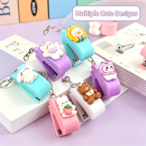 Mini Dibujos Animados Personalizados al por Mayor, Manuales, 10 Unidades #   Grapadora de Papelería para Oficina y Escuela, Linda para Niñas, Mini Grapadora Portátil con Colgante de Llavero - Product Image 3
