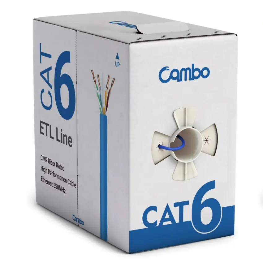 Kabel CAM-BO Series ETL CMR Line 23AWG cat6 plenum 1000ft dengan kabel 1000ft Cat6 305M CMR