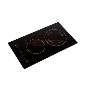 パネル2バーナー電気調理ストーブ内蔵EstufaDeセラミックデザインガラスブラック家庭用キッチン製品セラミックノブ220