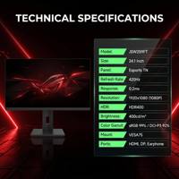 Moniteur de jeu 24 pouces 400 Hz FHD 1080P, dalle TN, 1 ms, écran plat sans cadre, pour PC et Esports