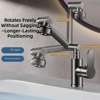 Grifo de Lavabo Moderno de un Solo Control con Brazo Robótico Ajustable y Múltiples Salidas de Agua para Uso Doméstico