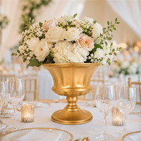 Vase à fleurs en métal doré Pot de fleurs vintage en fer forgé pour la maison Hôtel Table de mariage Arrangement floral
