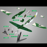 Modèles d'avions en briques 1/42 Air Force Bf109, supports d'exposition, avions de chasse, véhicules, blocs et jouets de construction