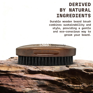 Brosse à barbe personnalisée avec logo, en bois de hêtre, brosse à barbe pour homme, poils de sanglier, brosse à barbe noire avec emballage en boîte - Product Image 2