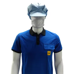 Short Sleeve Unisex Stripe ESD Antistatic ESD Clothing Safety Workwear Anti-static Polo Shirts