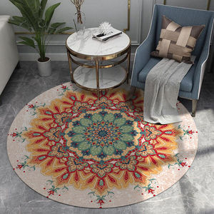 Tapis rond à motif médaillon en polyester pour salon, chambre, bureau, décoration intérieure - Product Image 1