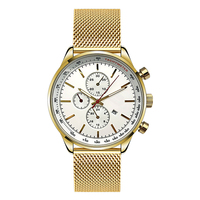 Montre pour homme de style business mécanique de luxe, plaquée IPG antique, avec affichage du jour et de la date, bracelet en acier inoxydable et cuir