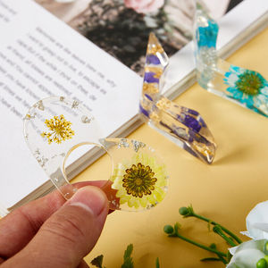 Hoa Khô Bookmark Trang Chủ Trong Suốt Ngón Tay Cái Nhẫn Trang Chủ Handmade Hoa Nhựa Đọc Sách Vòng Phụ Kiện Cuốn Sách - Product Image 2