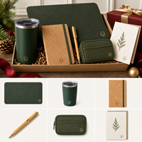 Kit de Escritorio Personalizado y Sostenible para Apreciación al Cliente en Días Festivos, con Tapete de Fieltro, Vaso, Cuaderno de Corcho, Portalápices y Tarjeta