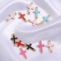Accessoires de bijoux en alliage de zinc avec finition émaillée, pendentif croix double à suspendre, pour la création de bracelets et porte-clés décoratifs W666