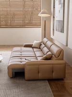 Sofá de lujo deslizante en forma de L para sala de estar, sofá de 3 plazas de ocio, motores eléctricos de cuero, sofá cama de esquina extraíble inteligente