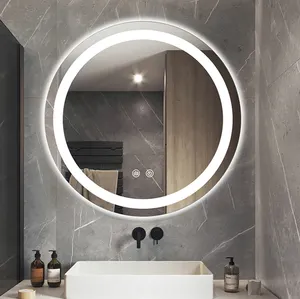 Бесплатные образцы, умное светодиодное зеркало для душа без тумана, hd круговое стекло, зеркало для ванной комнаты, противотуманное зеркало с Wi-Fi для бритья