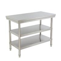 Table de travail double couche en acier inoxydable 304 pour cuisine commerciale, tables industrielles pour restaurant, type amovible avec 4 pieds réglables
