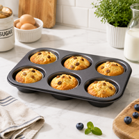 Moule à muffins antiadhésif profond 6 cavités personnalisable en acier au carbone, grande plaque de cuisson pour cupcakes pour four, vente en gros