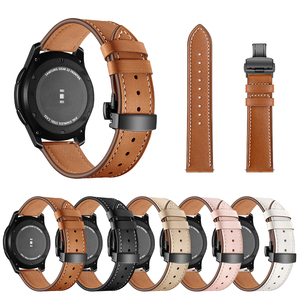 Tschick-Correa de cuero genuino de 20mm y 22mm para <span class=keywords><strong>reloj</strong></span> inteligente Samsung Galaxy Active2, correa de hebilla de mariposa para <span class=keywords><strong>reloj</strong></span> inteligente <span class=keywords><strong>Amazfit</strong></span> <span class=keywords><strong>GTS</strong></span> Gear S3 de 42mm - Product Image 2
