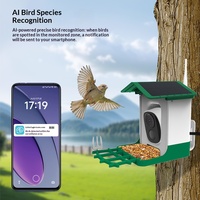 Mangeoire à oiseaux intelligente à énergie solaire avec caméra d'identification des oiseaux par IA, design élégant et étanche pour une utilisation en extérieur