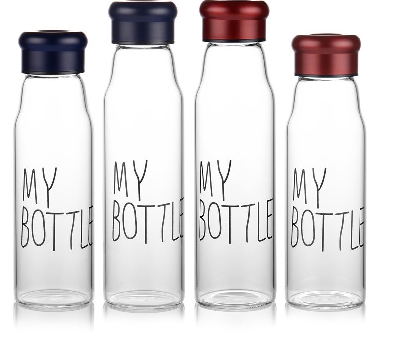 Food grade easy-taking glass water bottle with handle BPA free borosilicate glass water bottle