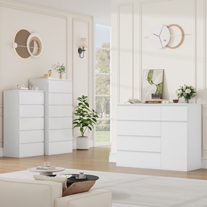 <span class=keywords><strong>Commode</strong></span> moderne <span class=keywords><strong>blanche</strong></span> multifonctionnelle à compartiments avec 5 tiroirs et 1 porte, MOQ <span class=keywords><strong>100</strong></span> - Product Image 4
