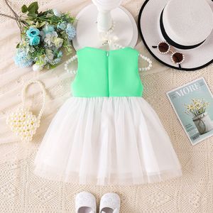 Vestidos para niñas de 0 a 3 años, falda de tul verde sin mangas con lazos, ropa para niñas, ropa infantil lisa y bonita para verano - Product Image 3