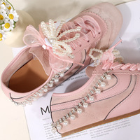 Boucle de chaussure SF Princess Bow Pearl, accessoires décoratifs en dentelle florale avec chaîne, origine CN/GUA, modèle femme XZS-01