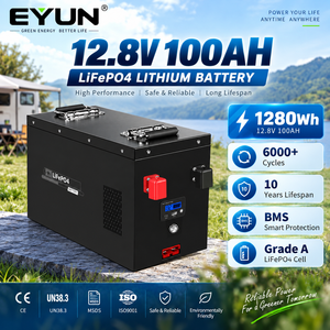 แบตเตอรี่ลิเธียมไอรอนฟอสเฟต EYUN12.8V 100Ah แบบโซลิดสเตท สำหรับเก็บพลังงานแสงอาทิตย์ ระบบจ่ายไฟบ้าน  วงจรการใช้งานแบบ Deep Cycle - Product Image 1