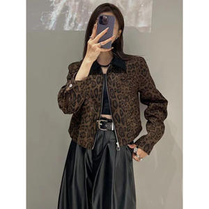 2026 <strong>Petite</strong> Women's Cropped <strong>Biker</strong> Style Edgy Faux Leather Motorcycle Short Coat Fall Winter Leopard Print Stand Zipper Autumn - Product Image 2
