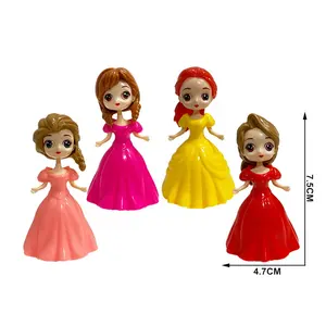 Princesa Figuras Boneca Novo Design Bonito Promocional Colorido Boneca De Plástico Brinquedos Para 4 Polegadas 75 90 100mm Cápsulas Vending