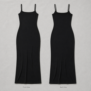 Robes d'été décontractées pour femmes, unies, lavables, à fines bretelles, double doublure, moulantes, maxi, en polyamide <span class=keywords><strong>et</strong></span> élasthanne - Product Image 2