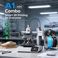 A1 Mini Combo All in One Printer 3D Otomatis untuk Prototipe PLA, Pengumpanan Multi Warna, Akses Sumber Daya Model 3D Online Gratis