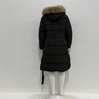 Manteau d'hiver long pour femme, parka chaude à capuche avec grande fourrure, veste matelassée élégante pour le bureau