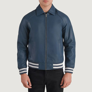 Chaqueta Varsity de Cuero para Hombre, Estilo Diseñador, con Logotipo Personalizado, Chaqueta Varsity de Cuero Genuino para Hombre - Product Image 1
