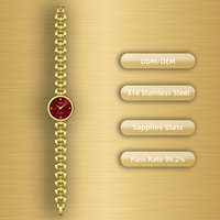 Montre à quartz élégante et simple pour femme, avec cristal saphir, aiguilles colorées, bracelet à maillons en chevrons, matériau de qualité 316, style professionnel