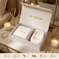 Boîte d'emballage de bijoux de luxe personnalisée, boîte cadeau rigide magnétique avec logo, pochette en velours et inserts pour collier et bracelet