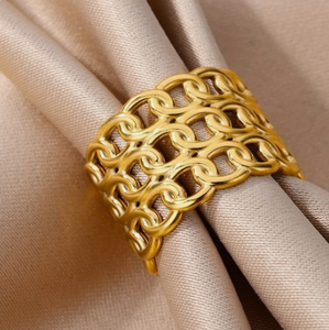 Anneaux de serviette de mariage modernes polis or Rond de serviette métallique Porte-serviettes vintage Salle à manger Hôtel Restaurants Décors de table - Product Image 3