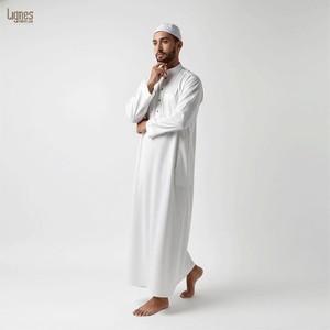 Vêtements islamiques modestes pour hommes en gros, robe à capuche <span class=keywords><strong>marocaine</strong></span> brodée respirante en polyester, Thobe - Product Image 6